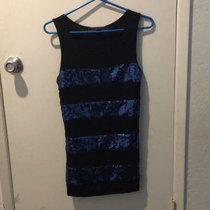 Black with blue sequin strechy dress